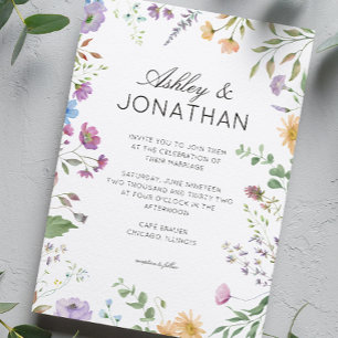 Einfache, zeitlose Wildblume Hochzeit Einladung
