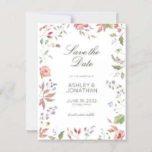 Einfache, zeitlose Wildblume Hochzeit Magneteinladung