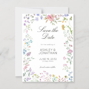 Einfache, zeitlose Wildblume Hochzeit Magneteinladung
