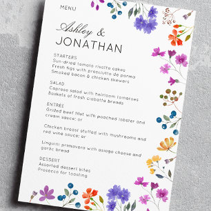 Einfache, zeitlose Wildblume Hochzeit Menükarte