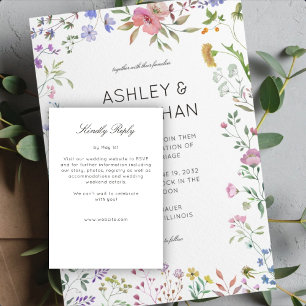 Einfache, zeitlose Wildblume Hochzeit RSVP Karte
