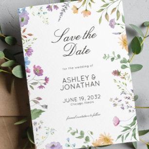 Einfache, zeitlose Wildblume Hochzeit Save The Date