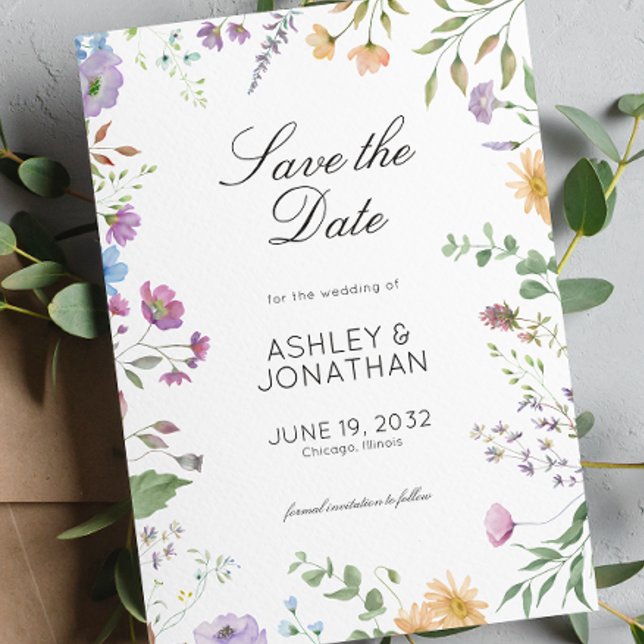 Einfache, zeitlose Wildblume Hochzeit Save The Date (Von Creator hochgeladen)