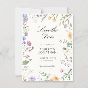 Einfache, zeitlose Wildblume Weiße Hochzeit Magneteinladung
