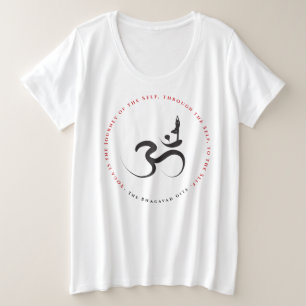 Einfache Zen-Silhouette Yoga & Om/Om Kalligraphie Große Größe T-Shirt