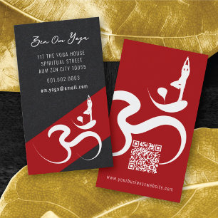 Einfache Zen-Yoga-Om-Kalligrafie-Silhouette Visitenkarte