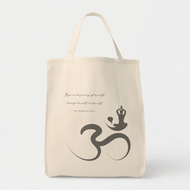 Einfache Zen-Yoga-Om-Silhouette Logo-Bag Tragetasche (Vorne)