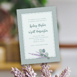 Einfache Zeremonie Eukalyptus-Blätter Hochzeit Einladung