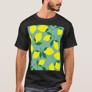 Einfache Zitrone, grüne Hintergrunddrucke. T-Shirt