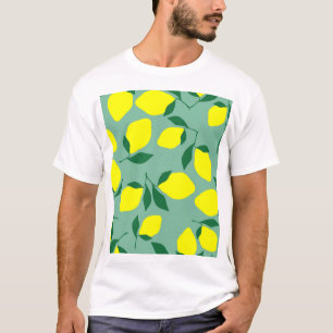 Einfache Zitrone, grüne Hintergrunddrucke. T-Shirt