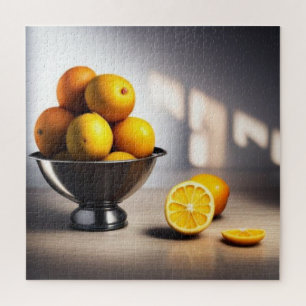 Einfache Zitronen in Bowl. Helle Küche. Citrus Puzzle
