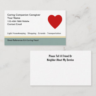 Einfache Zuhause Caregier Business Cards Design Visitenkarte