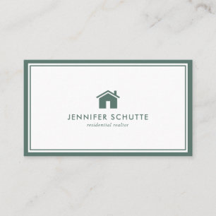Einfache Zuhause Logo Green Gingham Pattern Realto Visitenkarte