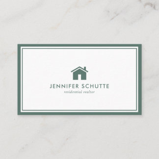 Einfache Zuhause Logo Green Gingham Pattern Realto Visitenkarte