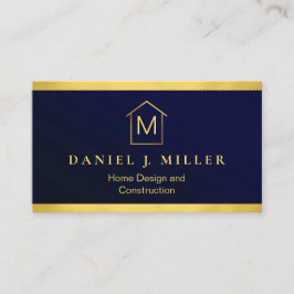 Einfache Zuhause-Logo Monogram Modern Navy Blue Visitenkarte