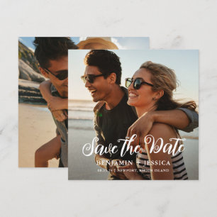 Einfache Zwei-Foto-Hochzeit Save the Date