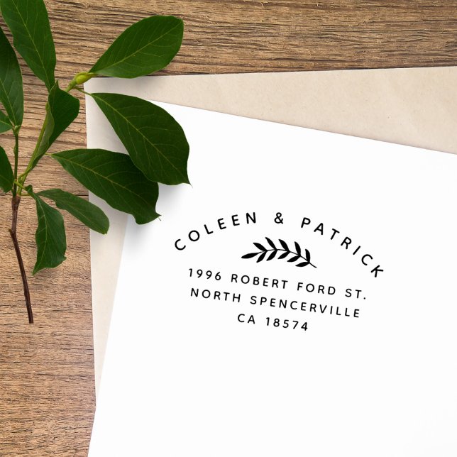 Einfache zwei Namen Elegante botanische Rücksendea Gummistempel (Von Creator hochgeladen)