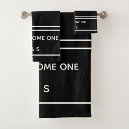 Einfache Zwei werden eine Schwarz-Weiß-Monogramm Badhandtuch Set