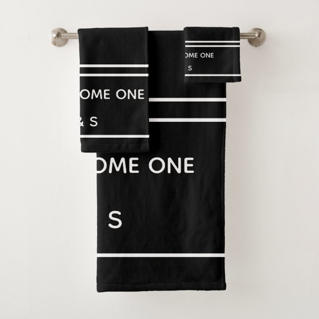 Einfache Zwei werden eine Schwarz-Weiß-Monogramm Badhandtuch Set (Insitu)