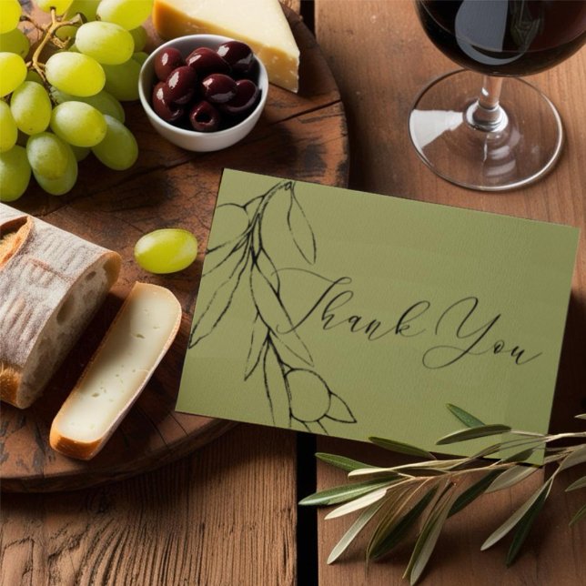 Einfache Zweigniederlassung aus Olive Green Olive Dankeskarte (Von Creator hochgeladen)