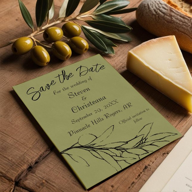 Einfache Zweigniederlassung aus Olive Green Olive Save The Date (Von Creator hochgeladen)