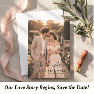Einfache zweiseitige Fotos moderne Schrift elega Save The Date