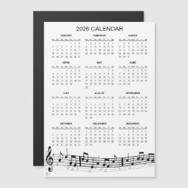Einfacher 2026-Kalender mit Noten | Magnet