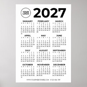 Einfacher 2027-Kalender Geschäft Firmenlogo Poster
