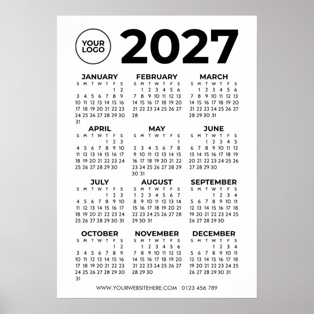 Einfacher 2027-Kalender Geschäft Firmenlogo Poster (Vorne)