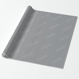 Einfacher 3-dimensional aussehender Text | Grau Geschenkpapier