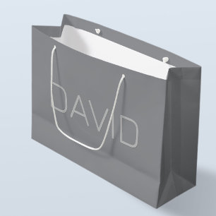 Einfacher 3-dimensional aussehender Text Grau Große Geschenktüte