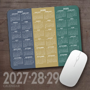 Einfacher 3-Jahres-Kalender 2027 2028 2029 Farben Mousepad