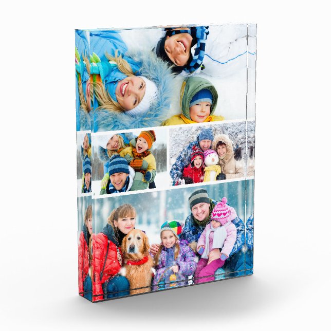 Einfacher 4-FotoCollage Akryllischer Foto Block (Links)