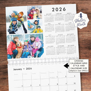 Einfacher 4 Fotos pro Monat 2026 Jahresübersicht Kalender