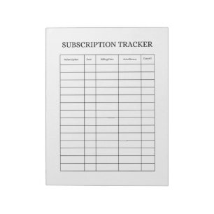 Einfacher Abonnement-Tracker Notizblock