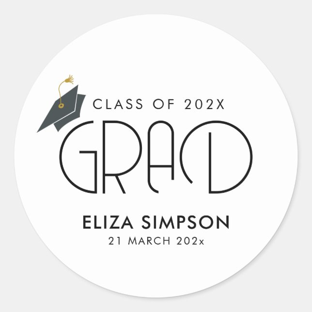 einfacher Abschluss Runder Aufkleber (Vorderseite)