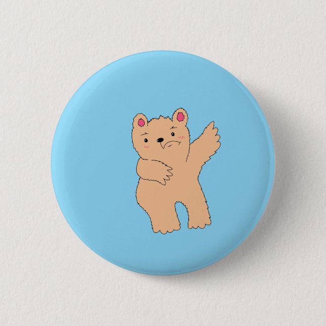 Einfacher ängstlicher Bär Button (Vorderseite)