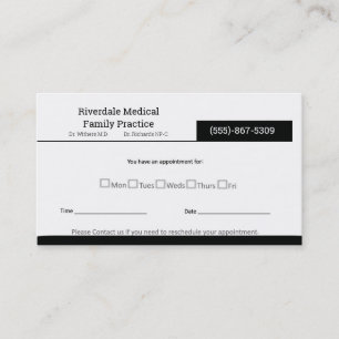 Einfacher Arztbüro-Termin Visitenkarte