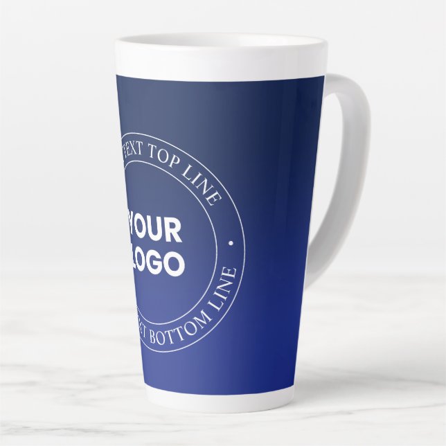 Einfacher Austausch von Logos und Text | Dunkelbla Milchtasse (Rechte Ecke)