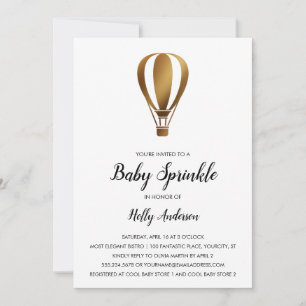 Einfacher Baby Sprinkle Smooth Gold Heißluftballon Einladung