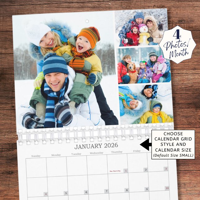 Einfacher benutzerdefinierter Fotocollage 4 pro Mo Kalender (Von Creator hochgeladen)