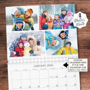 Einfacher benutzerdefinierter Fotocollage 4 pro Mo Kalender