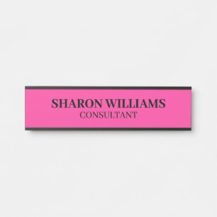 Einfacher Bight Pink Professional Name Titel Mitar Türschild
