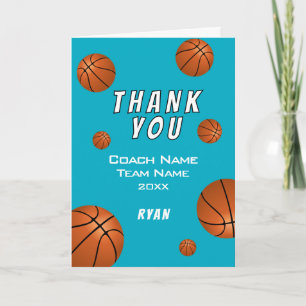 Einfacher blauer Basketball Danke Trainer