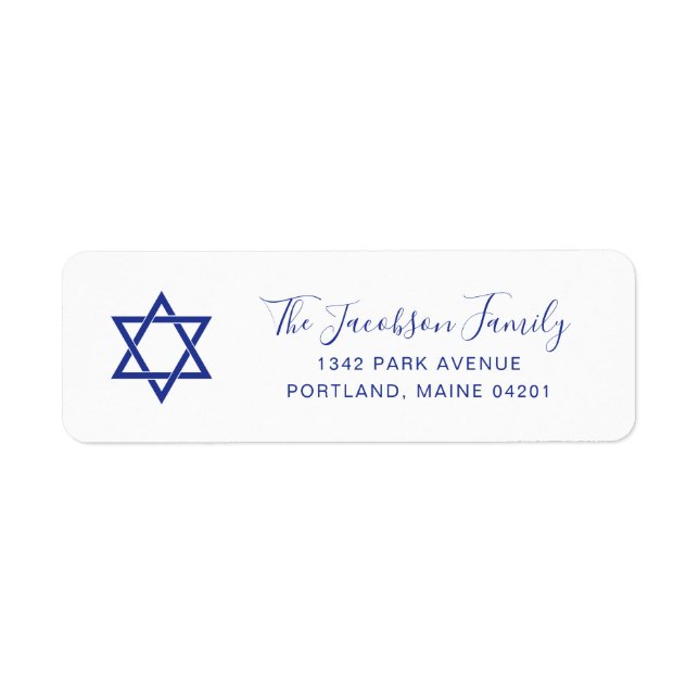 Einfacher blauer Davidstern-Hanukkah-Rücksendeadre (Vorne)
