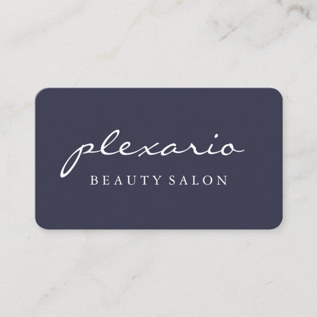 Einfacher BLAUER moderner Schönheits-Salon Visitenkarte (Vorderseite)