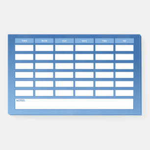 Einfacher blauer Ombre-Wochen-Schulplan Post-it Klebezettel