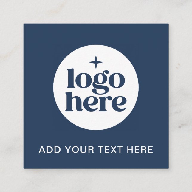 Einfacher blauer QR-Code Business-Logo Quadratische Visitenkarte (Vorderseite)