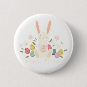 Einfacher BlumenButton-Knopf OSTERHASEN-  Button