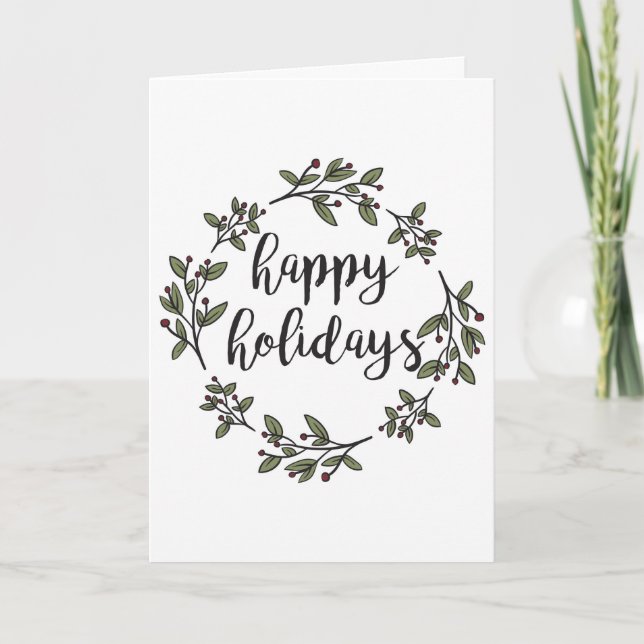 Einfacher BlumenKranz Feiertagskarte (Vorderseite)